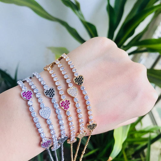 Pulseira Corações Delicada Cristal  XYH100577